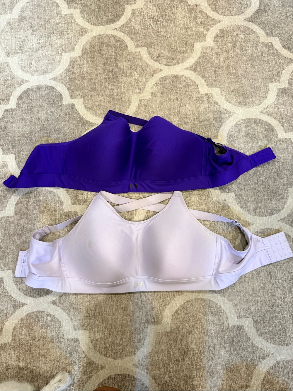 Two Under Armour High-Impact Sports Bras — Purple and Lavender